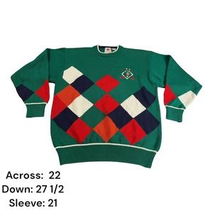 Grandpa Golf Argyle Sweater Cotton Traders Sport Vintage VTG Mens